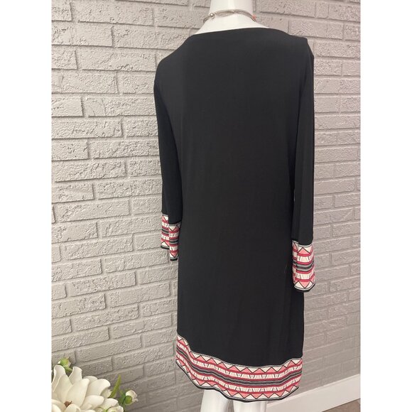 White House Black Market Women Aztec Embroidery Trim Long Sleeve Shift Dress Siz - Picture 7 of 11